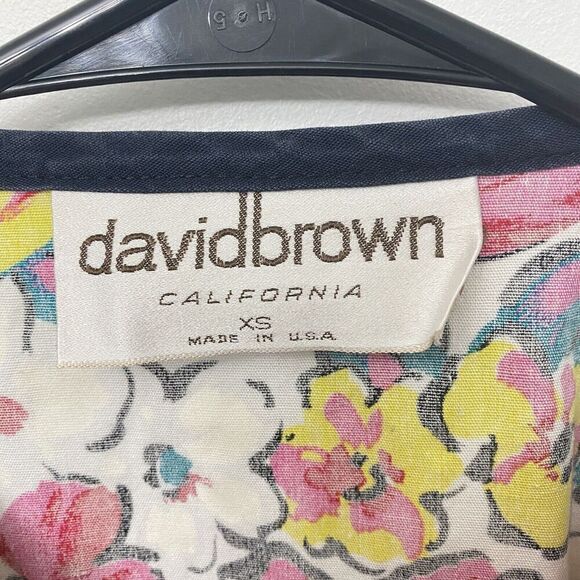 Vtg David Brown California  Floral Maxi Long Sleeve House Coat Dress Women's XS - Picture 7 of 16
